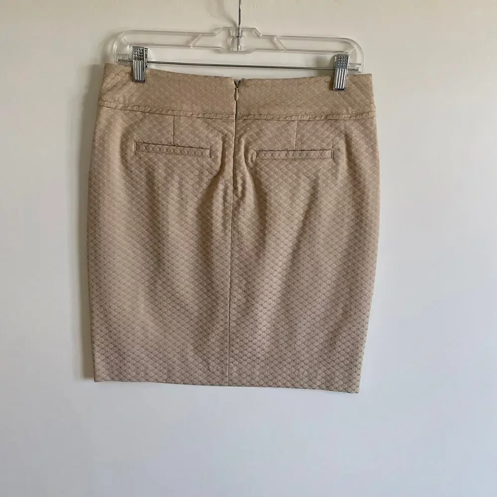 NWT Ecru Sand Textured Slim Pencil Skirt